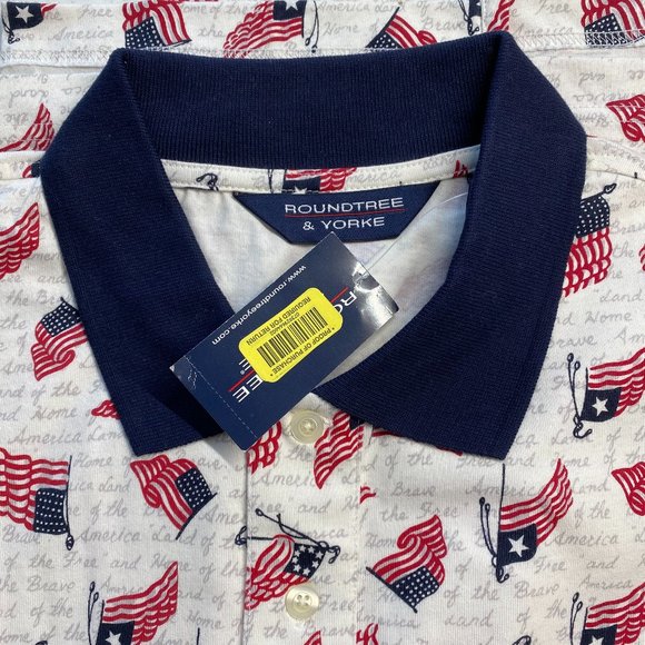 Roundtree & Yorke Men's USA Flag Polo Shirt Size L or XL - New With Tag - Picture 4 of 8